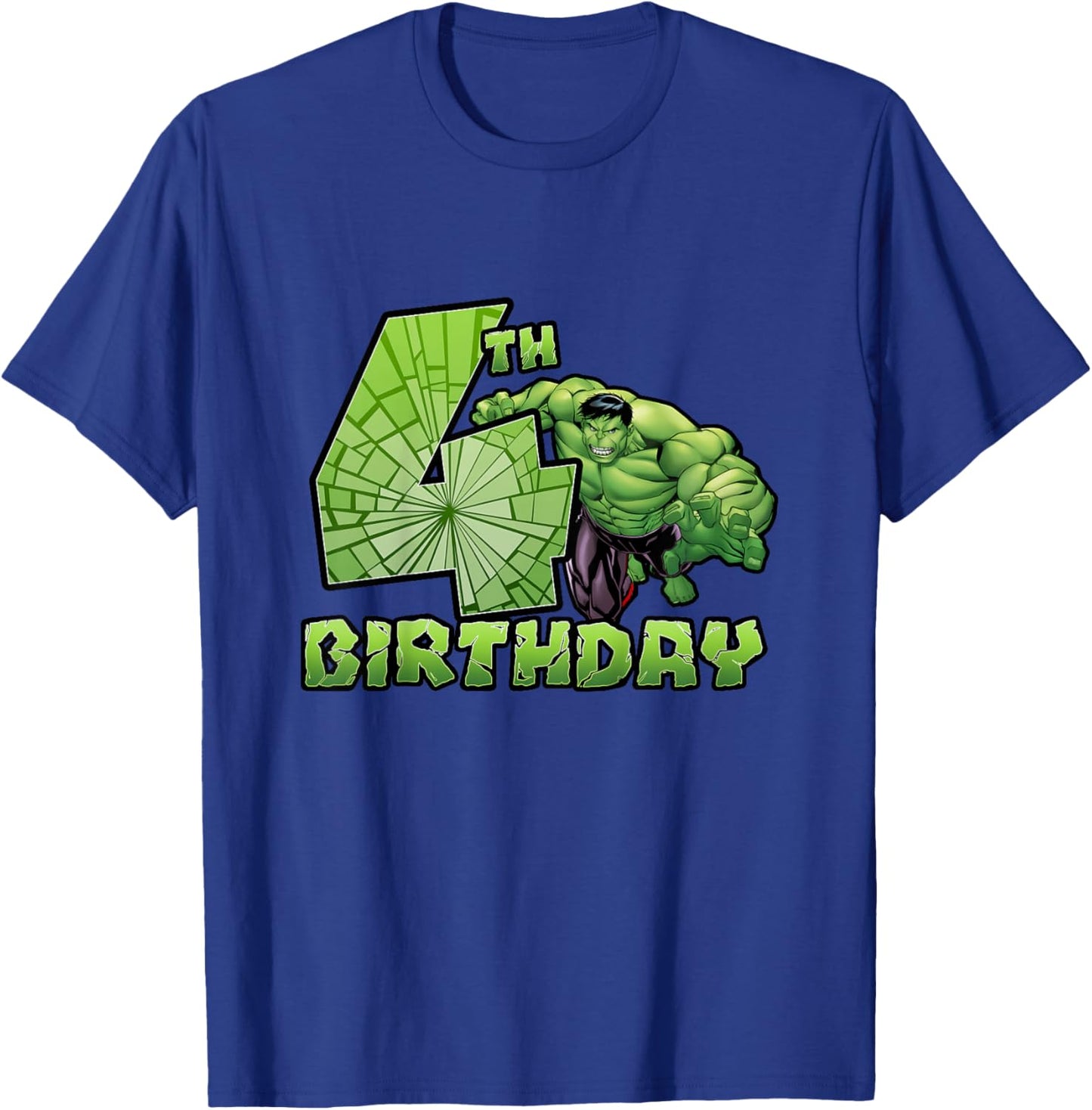 Kids Marvel Avengers Classic Hulk Smashing 4th Birthday T-Shirt - T-Shirt | Royal