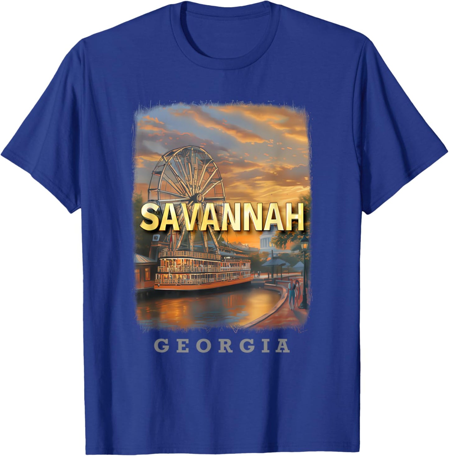 Savannah Georgia GA Riverfront Charm SD110 T-Shirt - T-Shirt | Royal