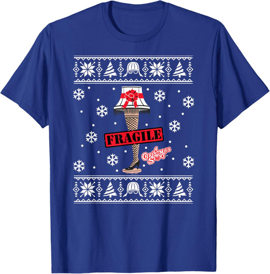 A Christmas Story - Fragile Leg Lamp Sweater Pattern T-Shirt - T-Shirt | Royal