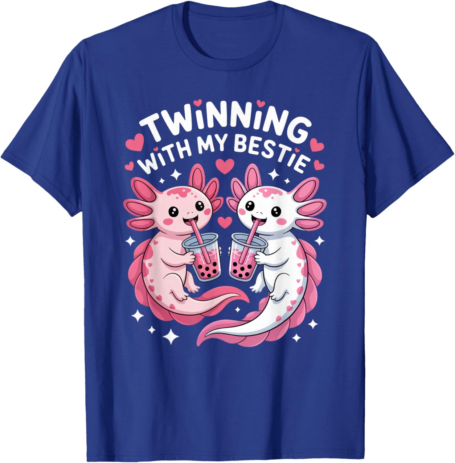 Twinning with My Bestie Axolotl Lovers Fun Friendship Vibes T-Shirt - T-Shirt | Royal