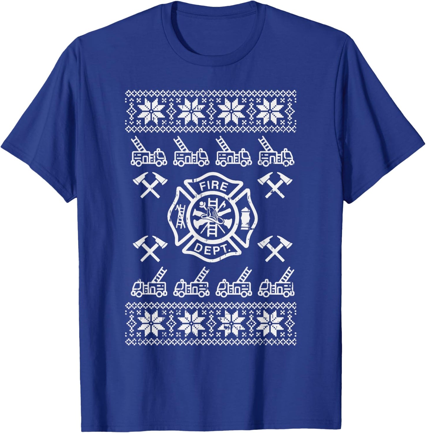 Firefighter Christmas Shirt Fire Department Fireman Gift T-Shirt - T-Shirt | Royal