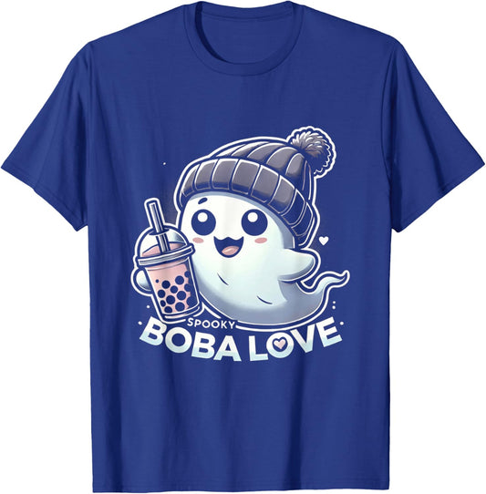 Spooky Cute Ghost and Boba Tea Love Halloween Kids T-Shirt - T-Shirt | Royal