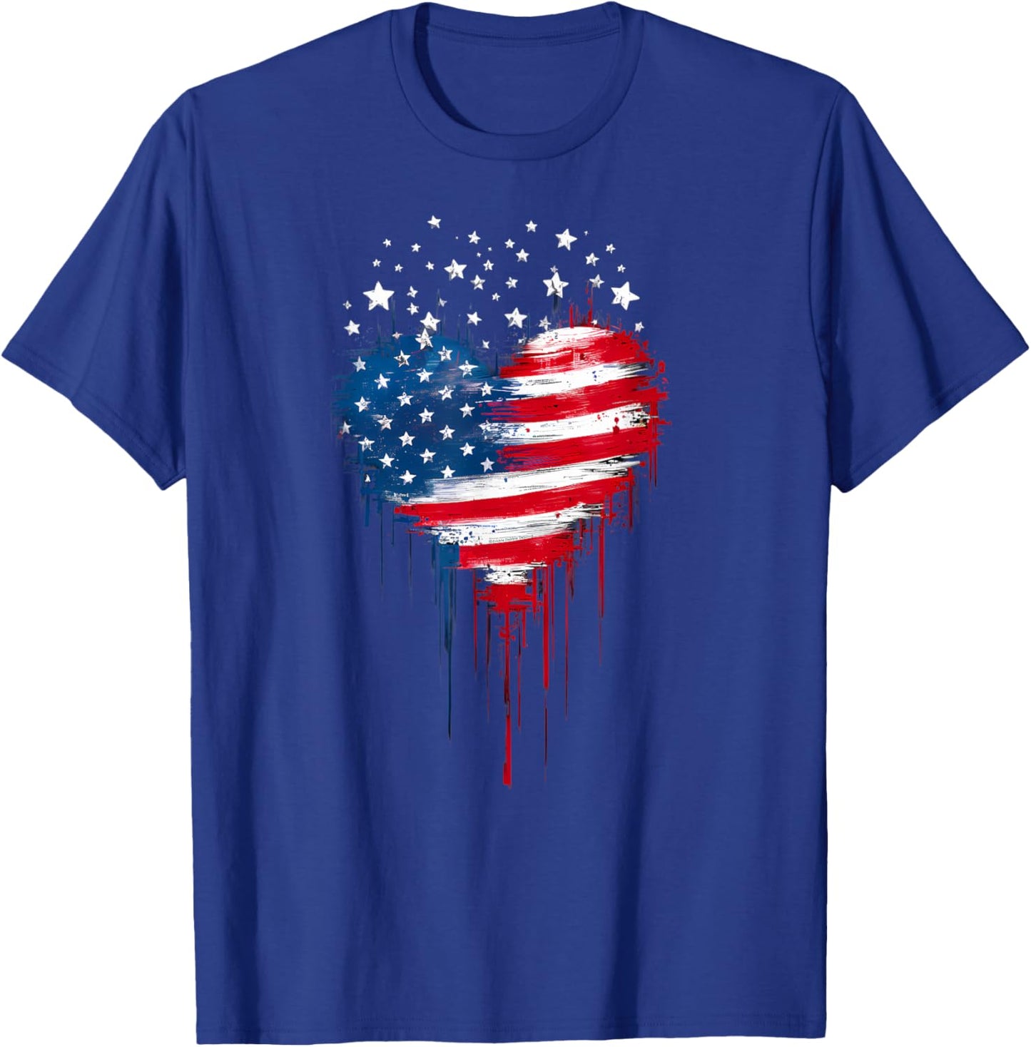 USA Flag Patriotic American Heart Armed Forces 4th of July T-Shirt - T-Shirt | Royal