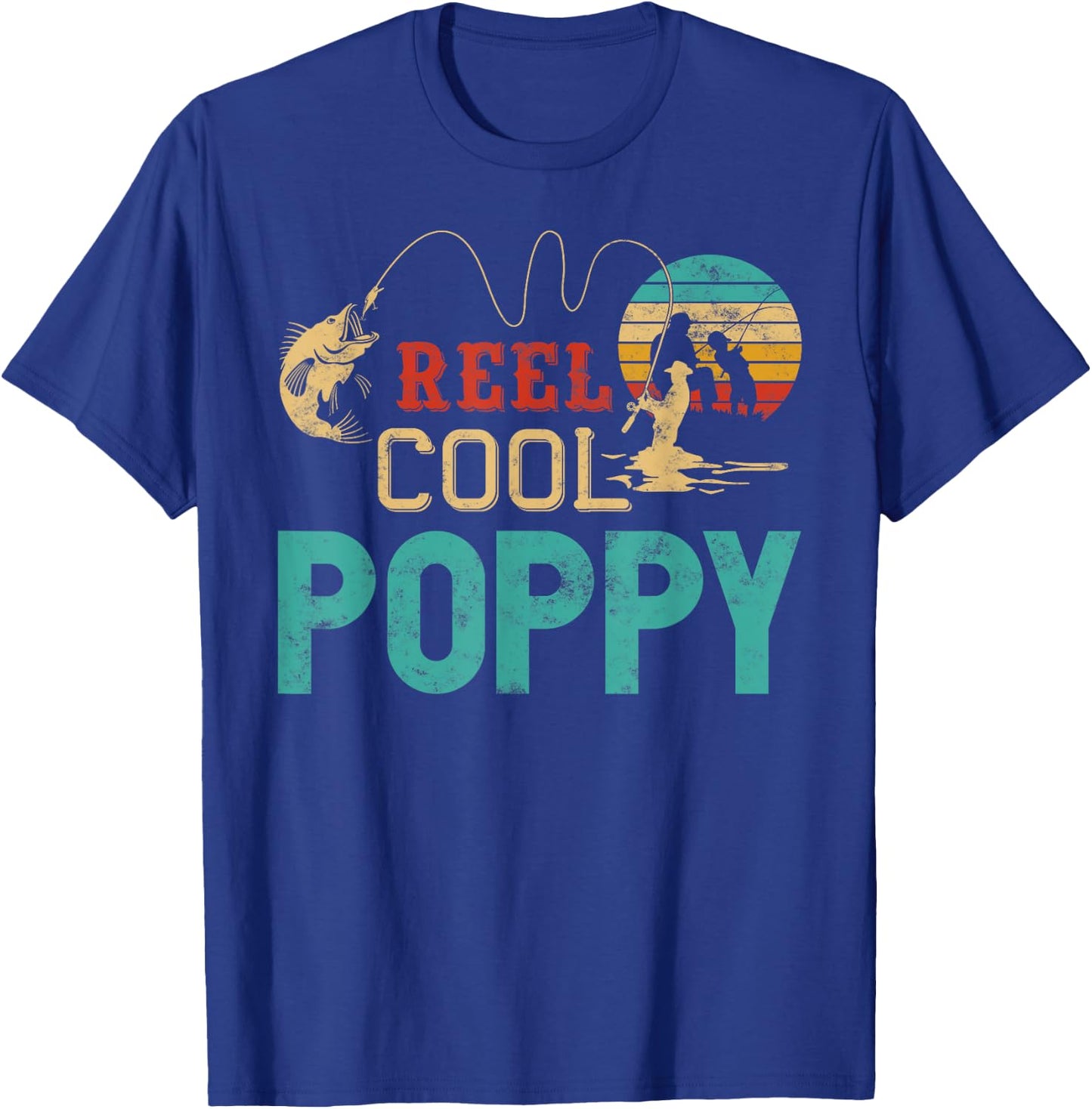 Reel cool Poppy Fishing Father’s Day gift Fisherman Grandpa T-Shirt - T-Shirt | Royal