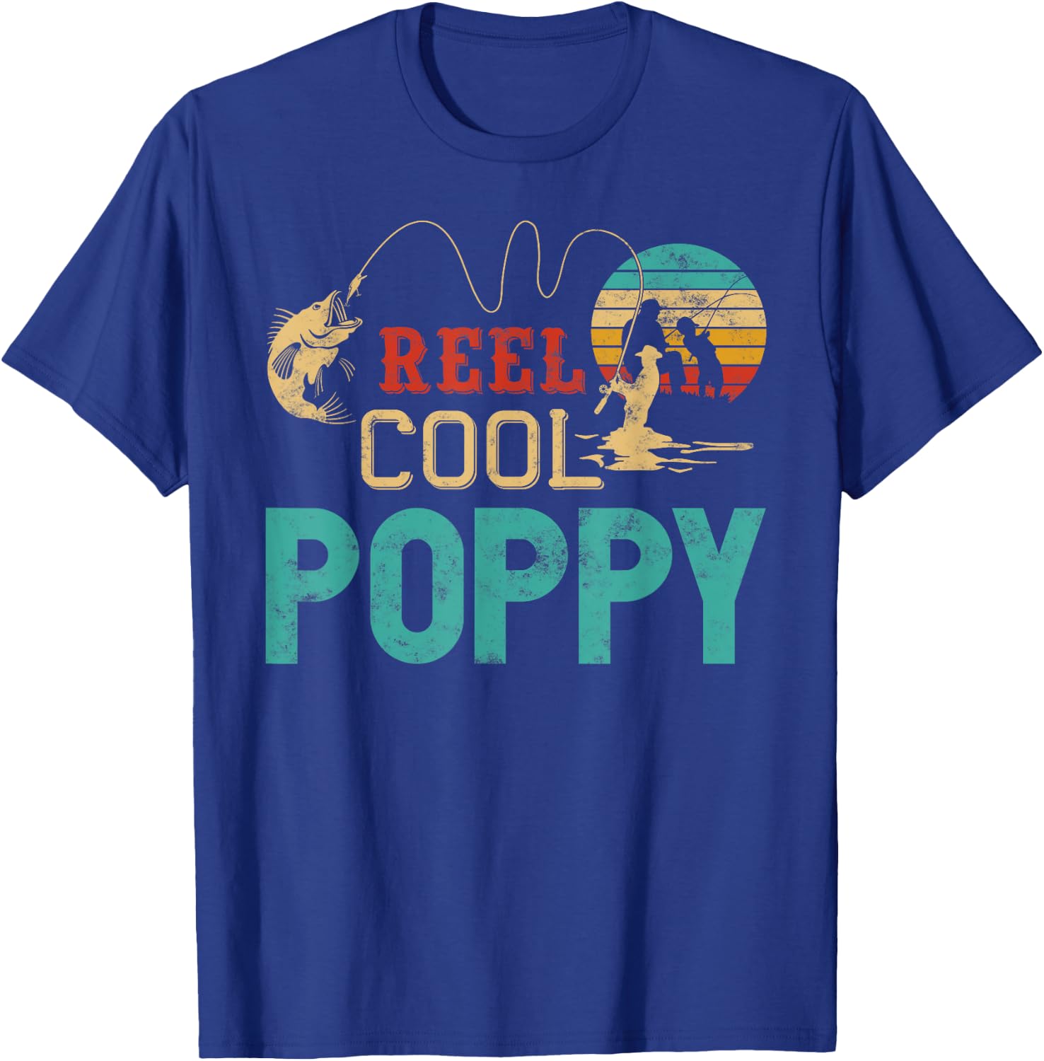 Reel cool Poppy Fishing Father’s Day gift Fisherman Grandpa T-Shirt - T-Shirt | Royal
