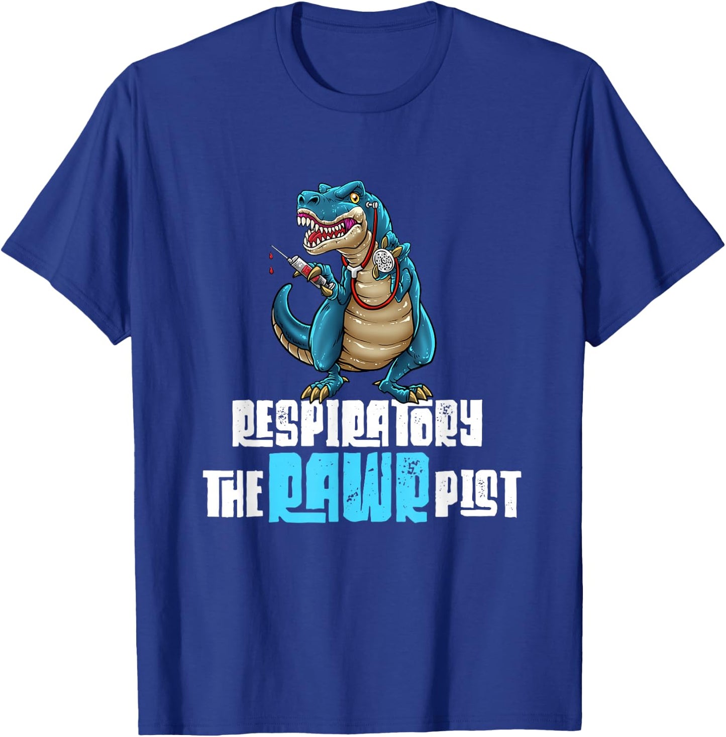 Respiratory Therapist Funny Dinosaur TheRAWRpist Therapy T-Shirt - T-Shirt | Royal