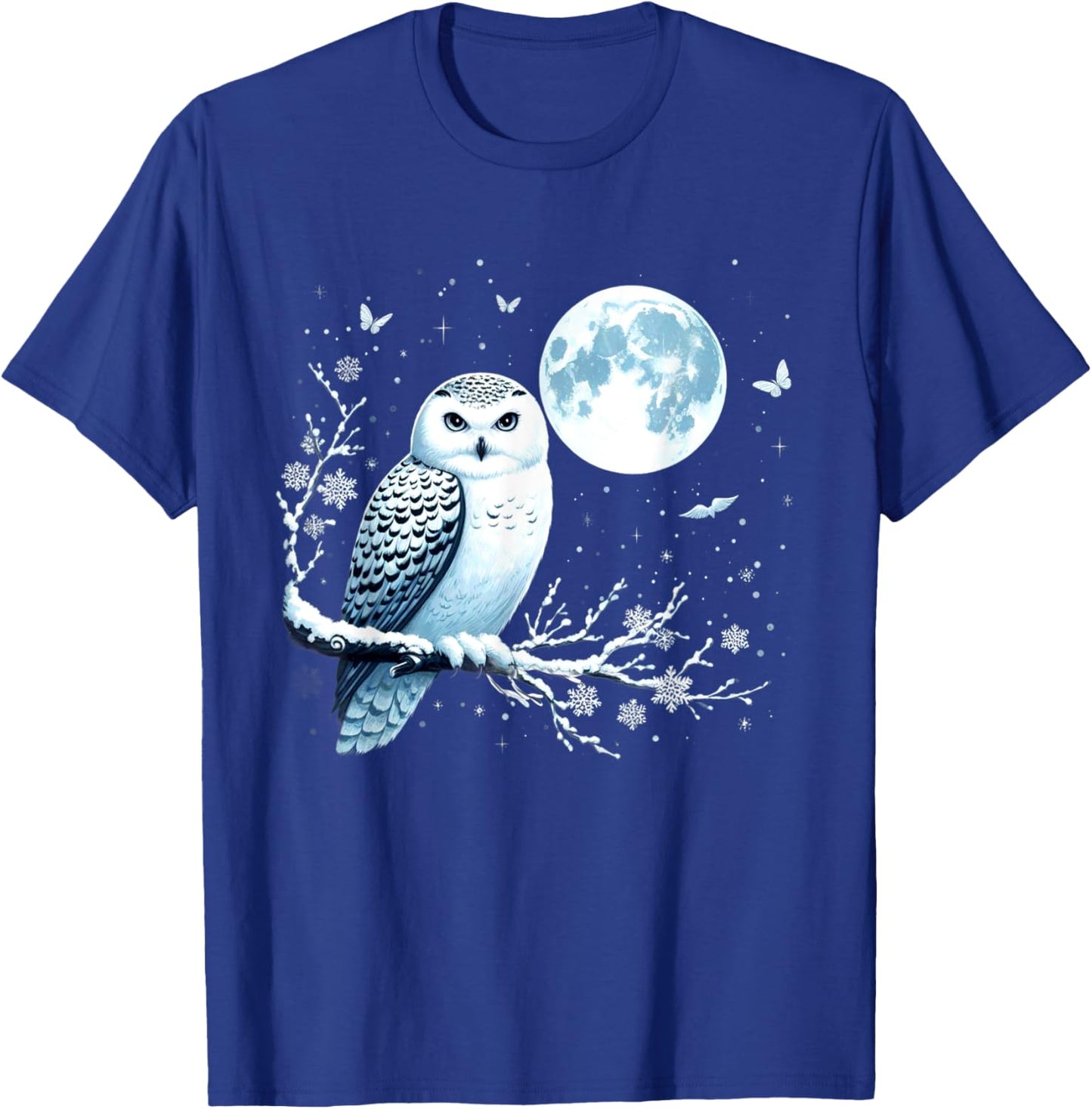 Snowy Owl Moon Snow Falling Snowy Owl Bird Lovers Art T-Shirt - T-Shirt | Royal
