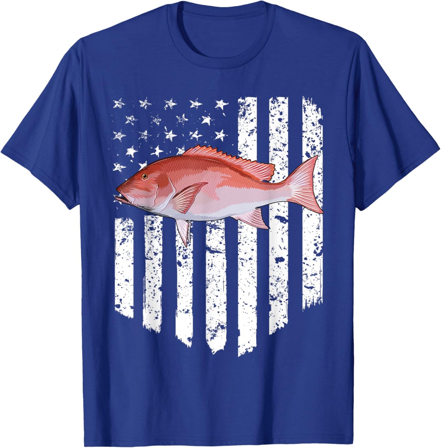 Black White American Flag Snappers 4th Of July Fish T-Shirt - T-Shirt | Royal