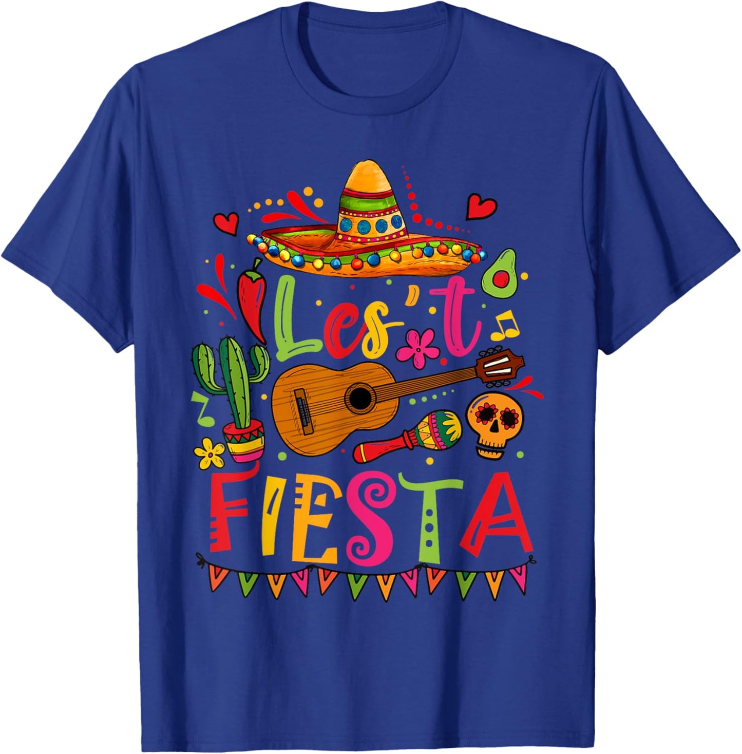Cinco De Mayo Mexican Guitar Cactus Funny Mexican Fiesta T-Shirt - T-Shirt | Royal