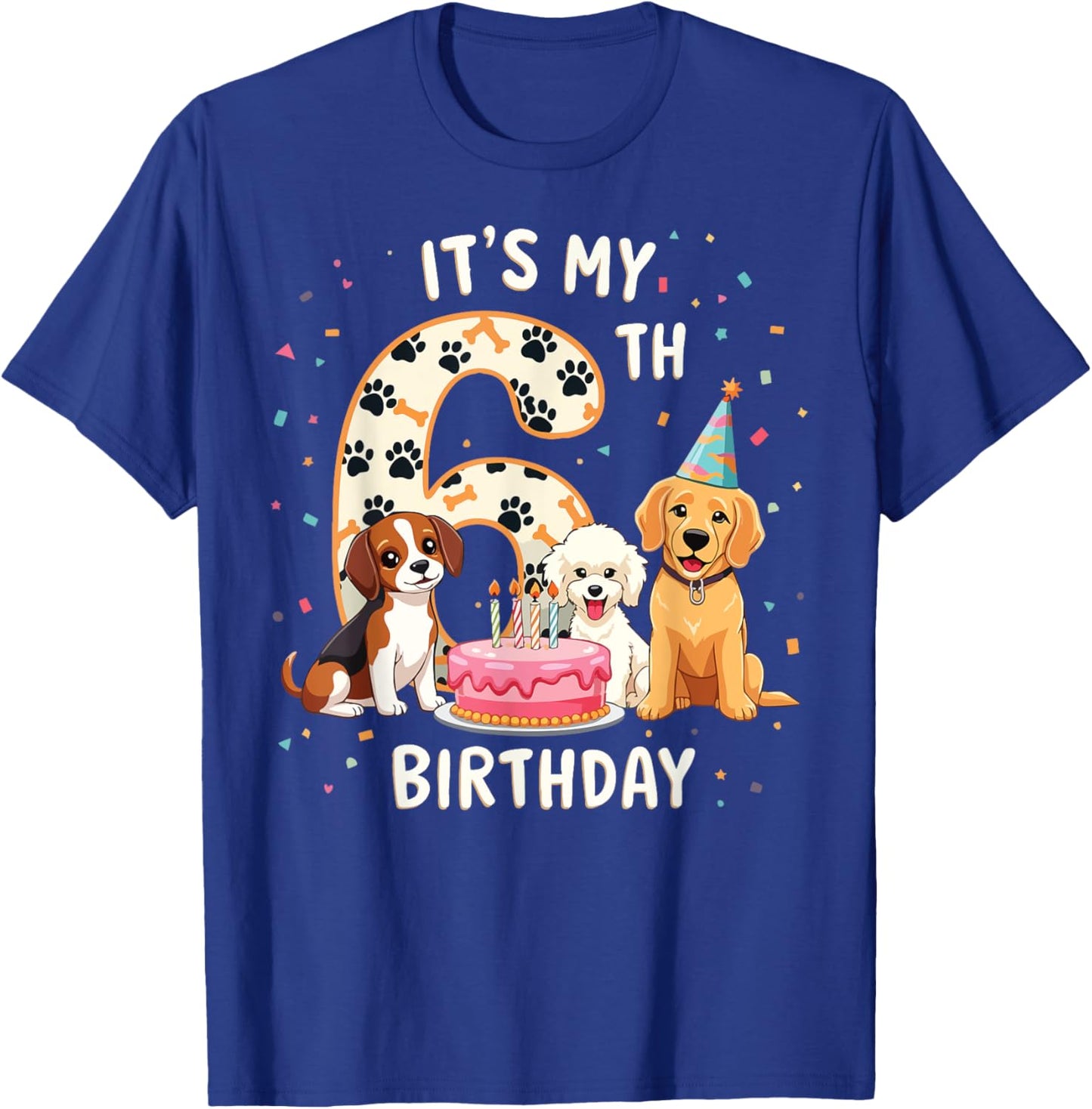 It's My 6th Birthday Dog Lover Theme 6 Years Old Puppy Dogs T-Shirt - T-Shirt | Royal