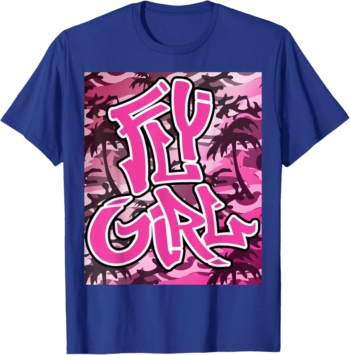 Fly Girl 80s 90s Old School Camo B-Girl Hip Hop T-Shirt - T-Shirt | Royal
