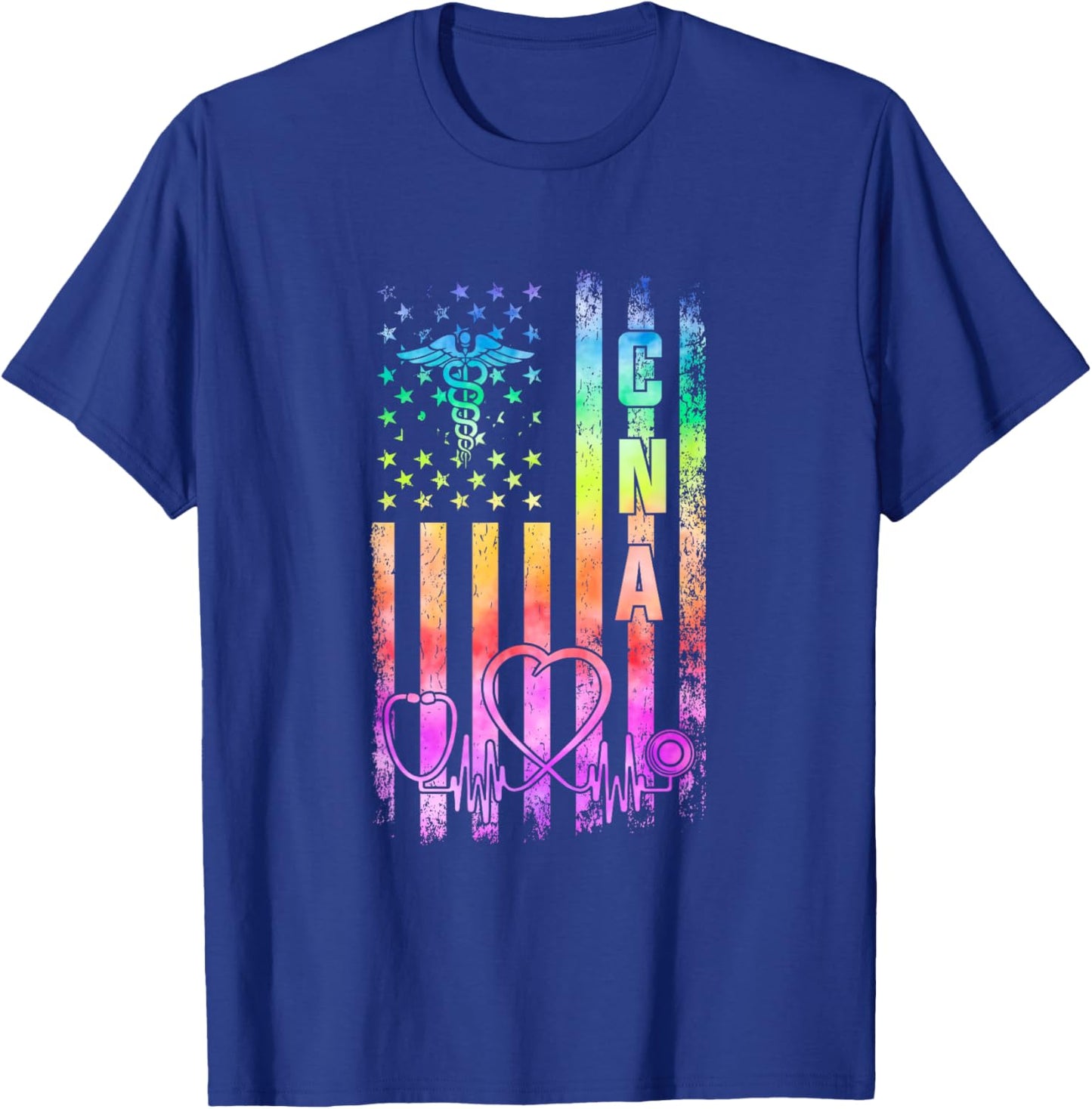 CNA Nurse USA Certified Nursing Assistant CNA American Flag Men T-Shirt - T-Shirt | Royal