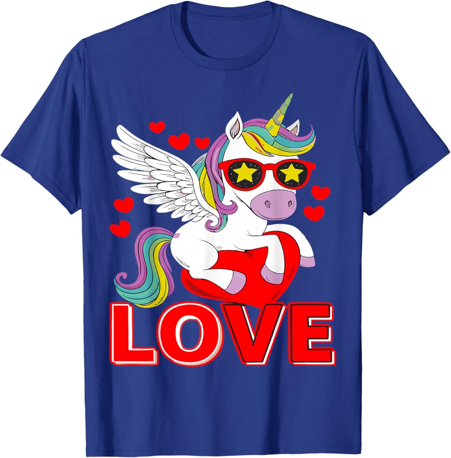 Adorable Unicorn Heart Valentine's Day Girls Kids Women , Black, S T-Shirt - T-Shirt | Royal
