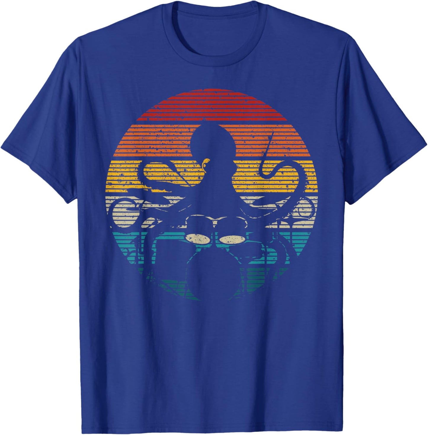 Octopus Playing Drums Drummer Musician Drumming Band , Black, S T-Shirt - T-Shirt | Royal