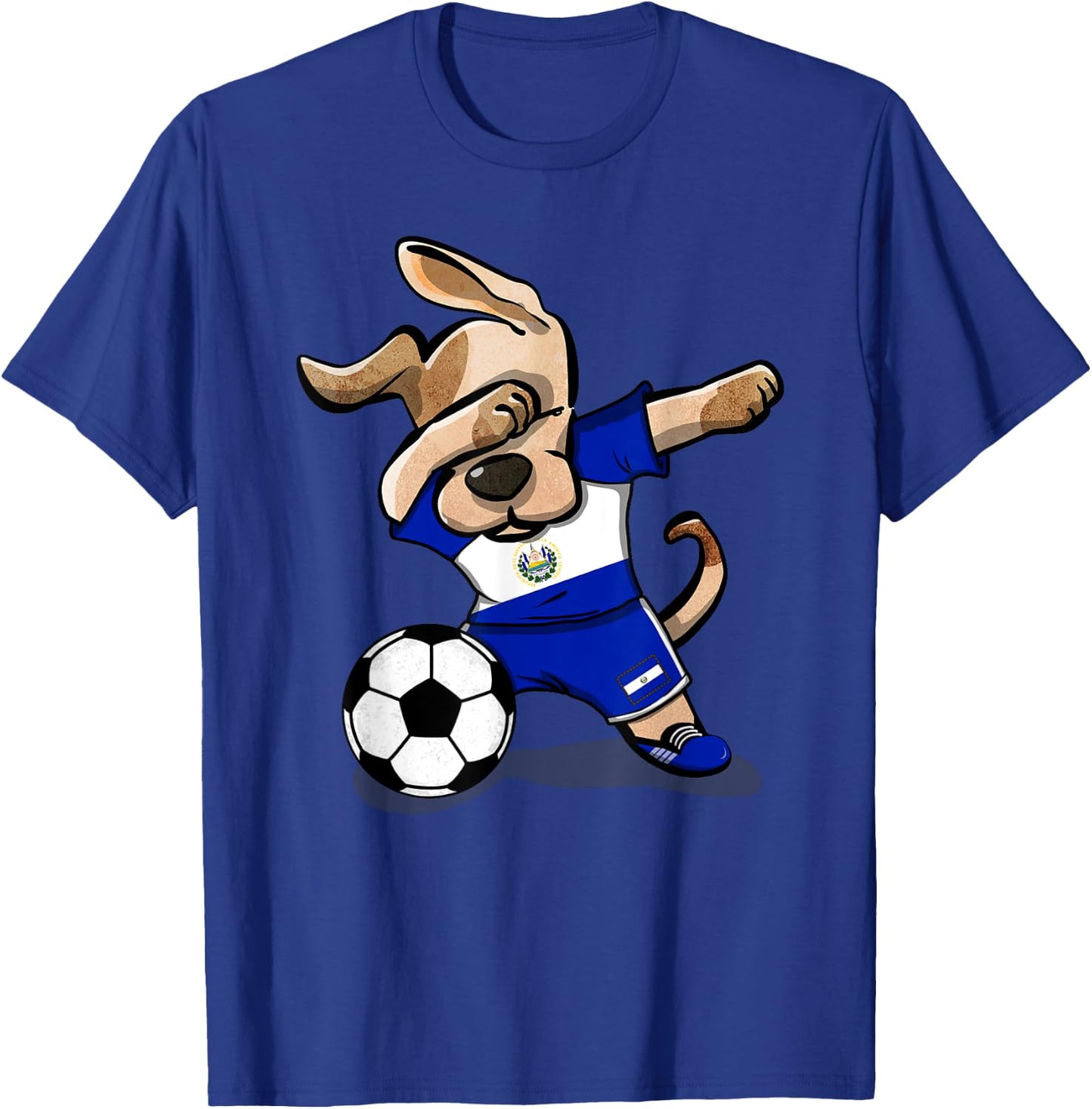 Dabbing Dog El Salvador Soccer Salvadorean Flag Football Men Women Girls Kids T-Shirt - T-Shirt | Royal