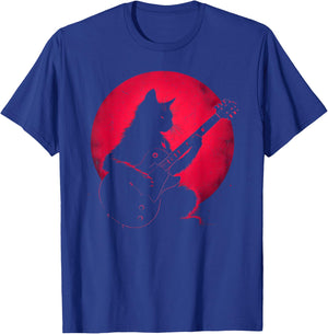 Cat Playing Guitar Rock Cat T-Shirt - T-Shirt | Royal