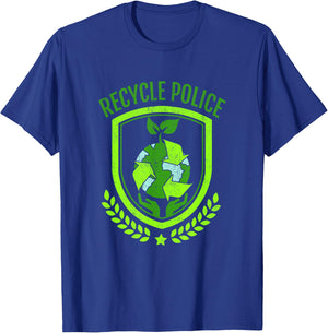 Recycle Police Earth Day Environmental Recyclist T-Shirt - T-Shirt | Royal