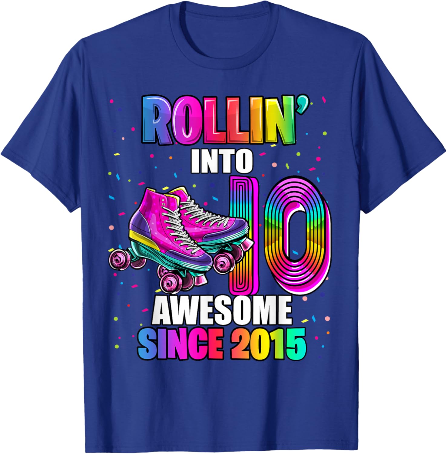 Birthday Roller Skating 10th Girl Rollin into 10 Skate Party T-Shirt - T-Shirt | Royal