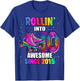 Birthday Roller Skating 10th Girl Rollin into 10 Skate Party T-Shirt - T-Shirt | Royal
