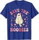 Save the Boobies Pink Halloween Ghost Breast Cancer Groovy T-Shirt - T-Shirt | Royal