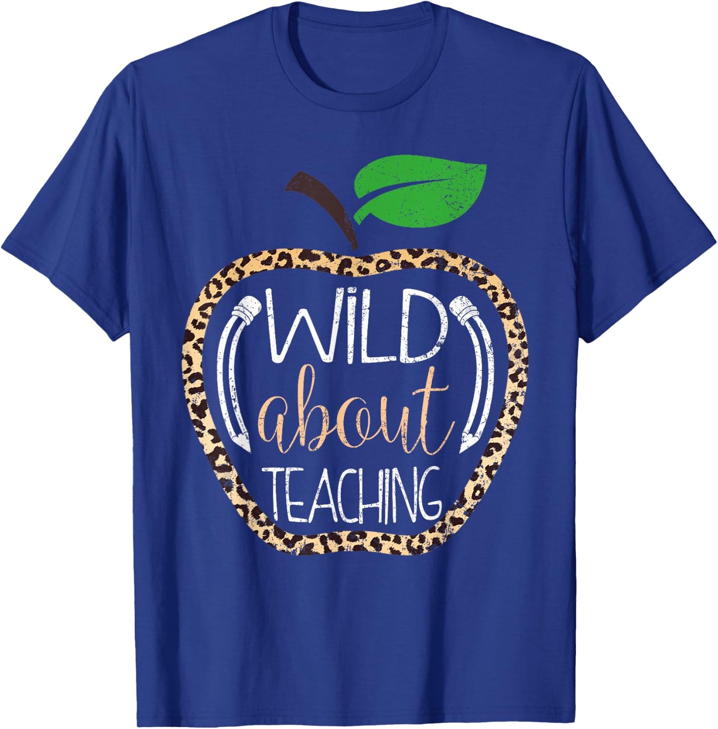 Wild About Teaching Leopard Print School Teacher T-Shirt - T-Shirt | Royal