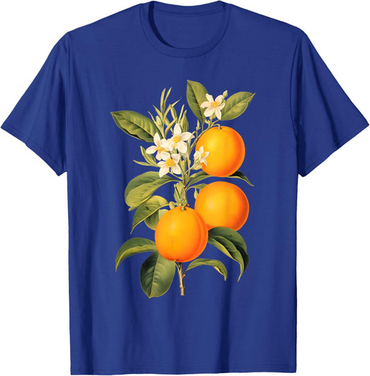 Vintage Fruit Orange Flower Botanical Cottagecore Fruit T-Shirt - T-Shirt | Royal