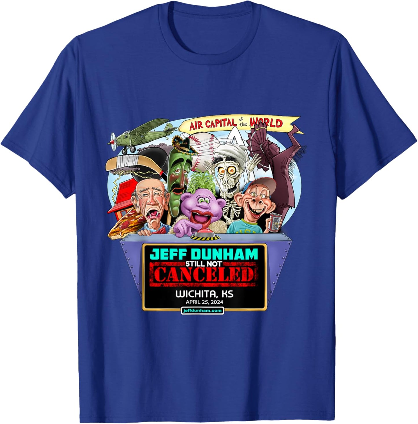 Jeff Dunham Wichita, KS (2024) T-Shirt - T-Shirt | Royal