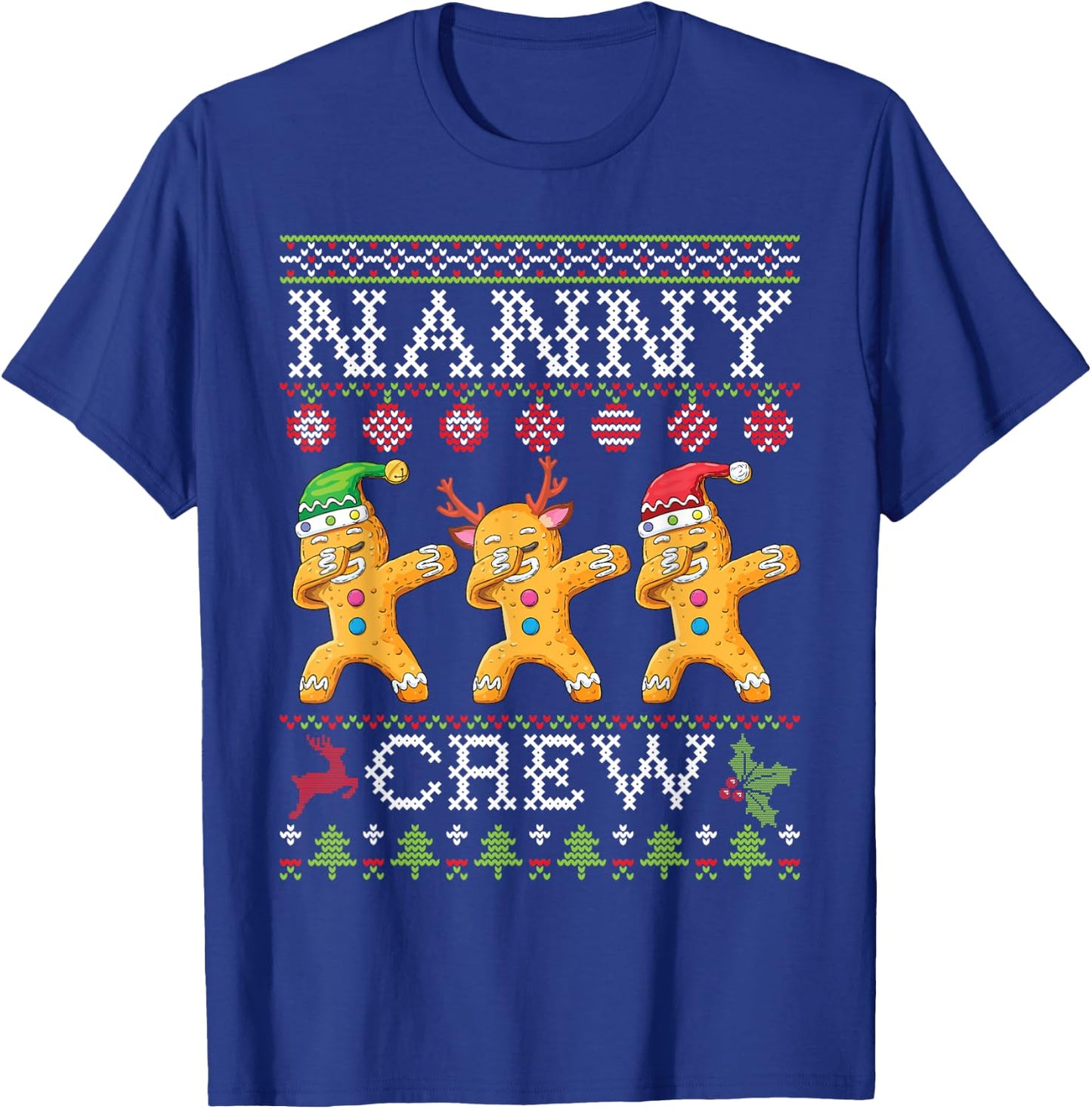 Gingerbreads Dabbing Together Nanny Crew Christmas Family T-Shirt - T-Shirt | Royal