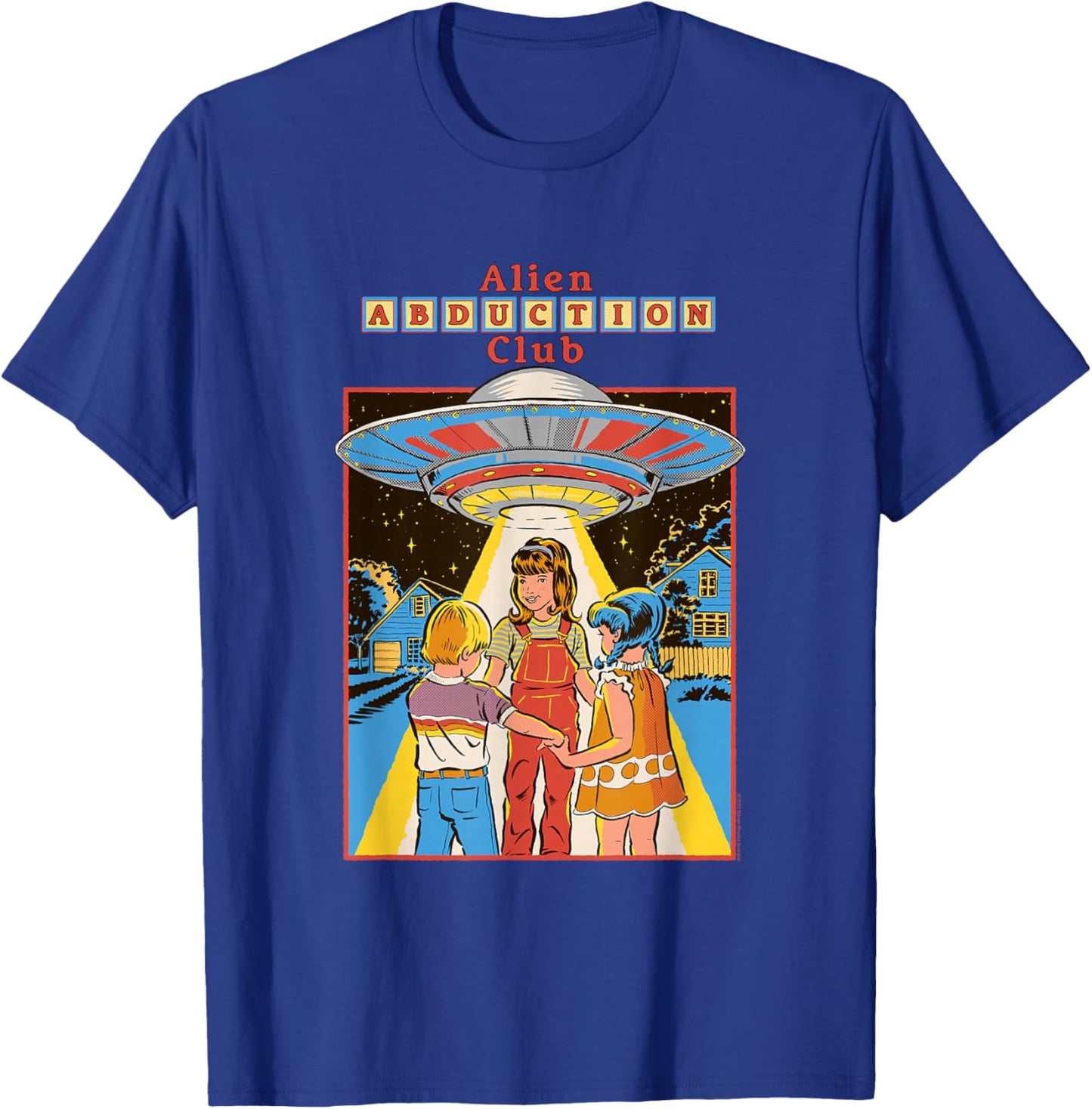 Steven Rhodes Alien Abduction Club UFO Retro Dark Humor T-Shirt - T-Shirt | Royal