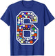 Kids 6th Birthday Sports Big Number Six 6 Year Old Boy T-Shirt - T-Shirt | Royal