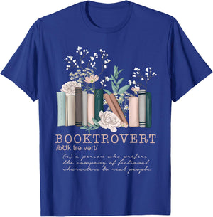Booktrovert Definition Wildflowers Book Lovers Bookworm T-Shirt - T-Shirt | Royal