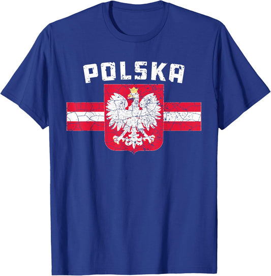 Polska Poland Flag Polish White Eagle Slavic T-Shirt - T-Shirt | Royal