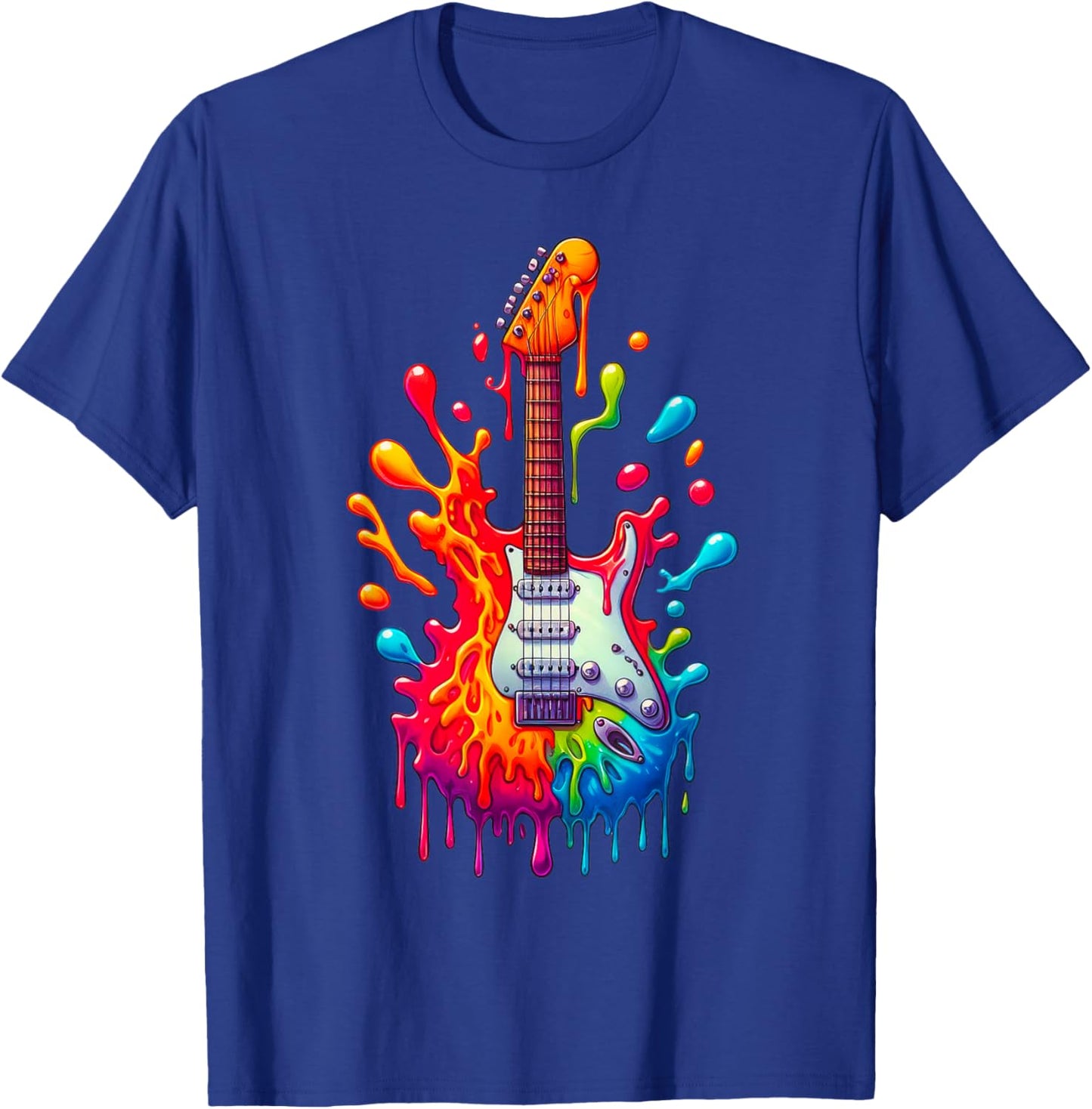 Colorful Electric Guitar Tie Dye Splash Cool Guitar Pick T-Shirt - T-Shirt | Royal