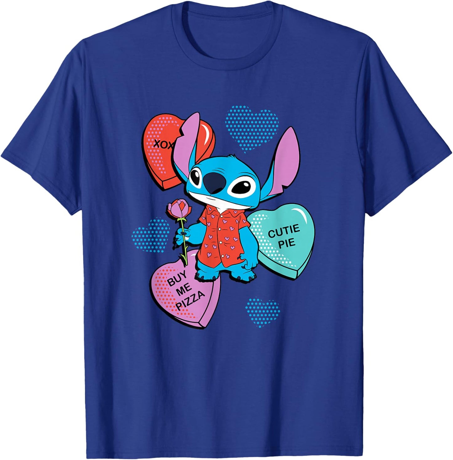 Disney Stitch Funny Candy Hearts Valentine's Day T-Shirt - T-Shirt | Royal