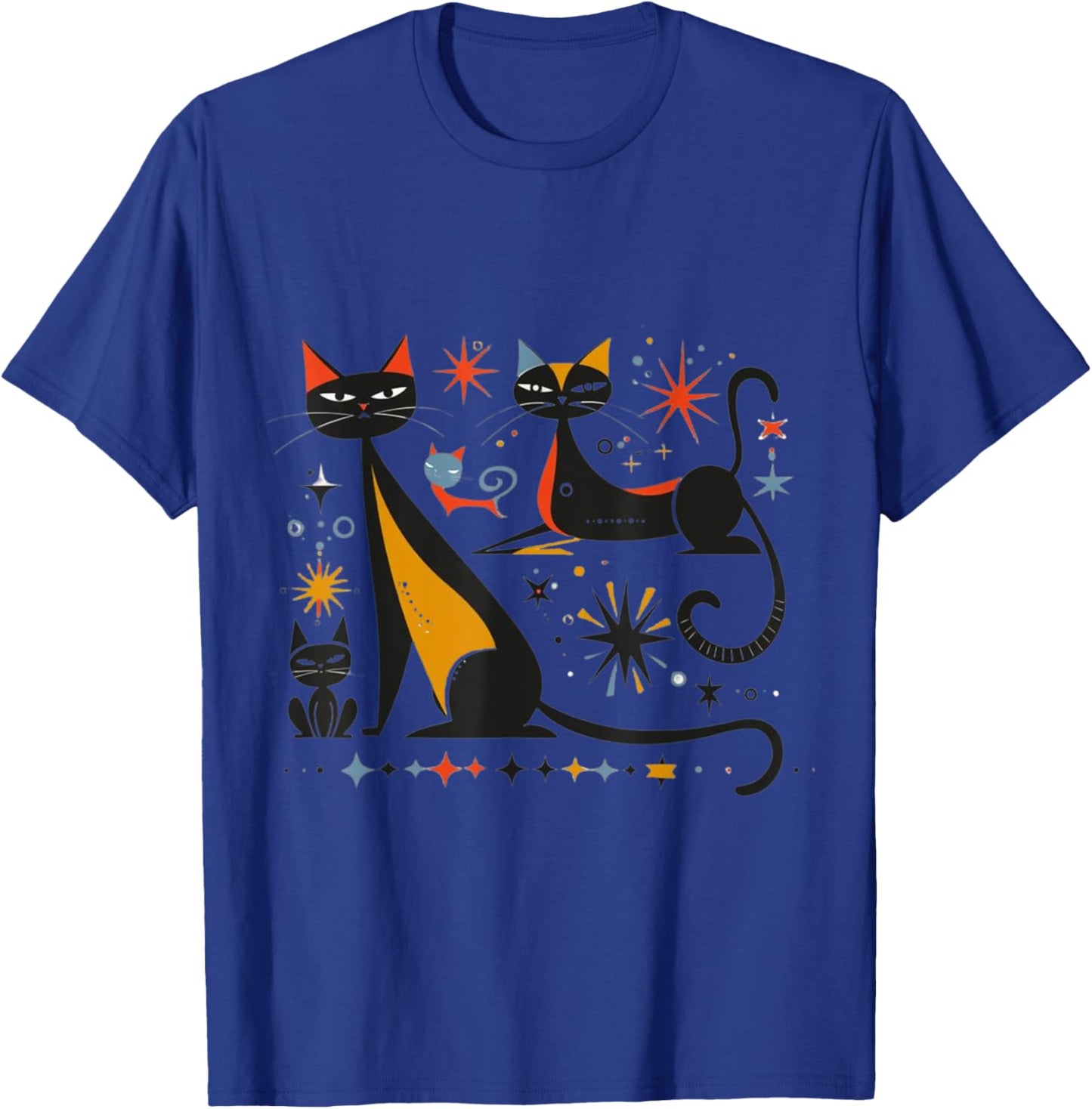 Vintage Retro Mid-Century Modern Look Cats 50s 60s Style T-Shirt - T-Shirt | Royal