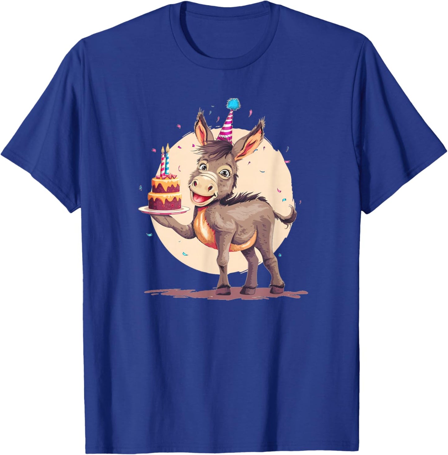 B-Day Donkey with Cake for Donkeys and Birthday Parties T-Shirt - T-Shirt | Royal