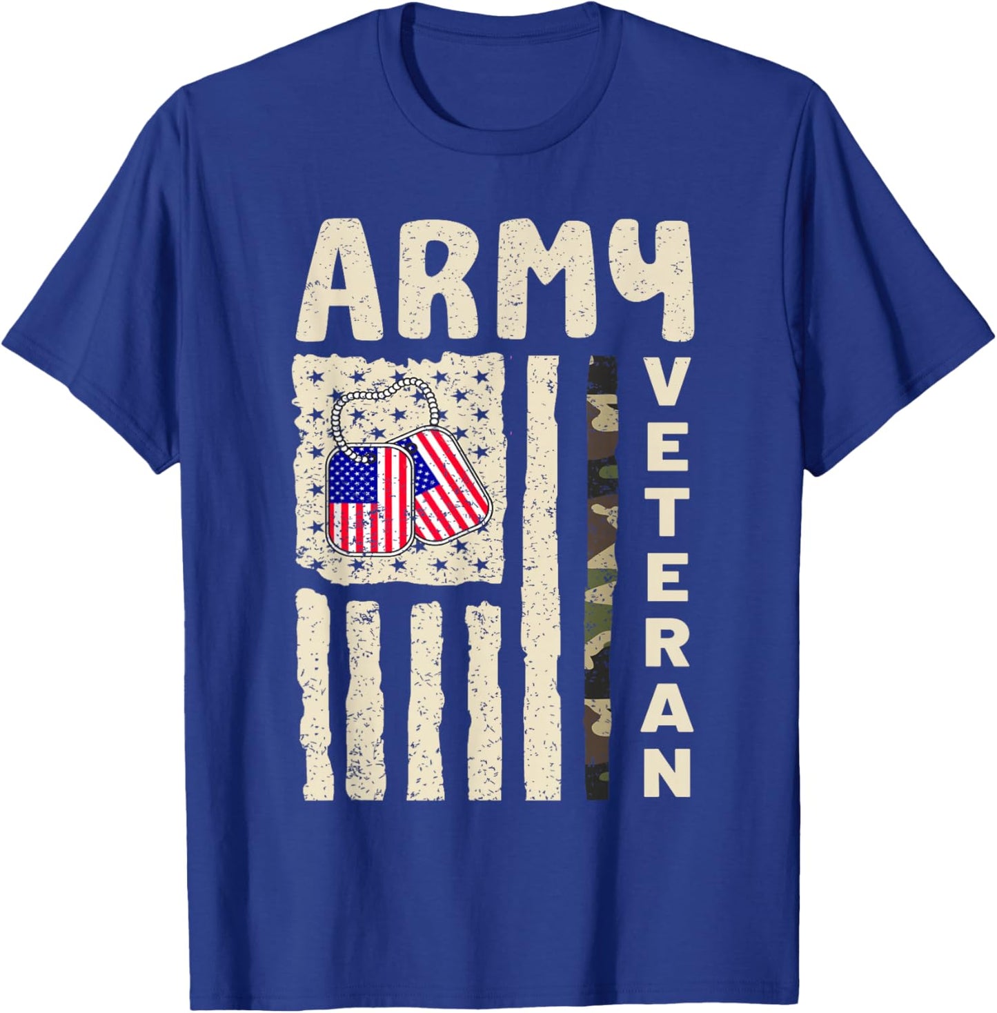 American Flag Camo Proud Us Army Veteran Of Veteran's Day T-Shirt - T-Shirt | Royal