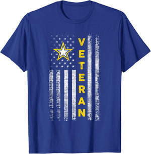Army Veteran RTees Black -Adults Classic Fit Modern Short Sleeve Small T-Shirt - T-Shirt | Royal