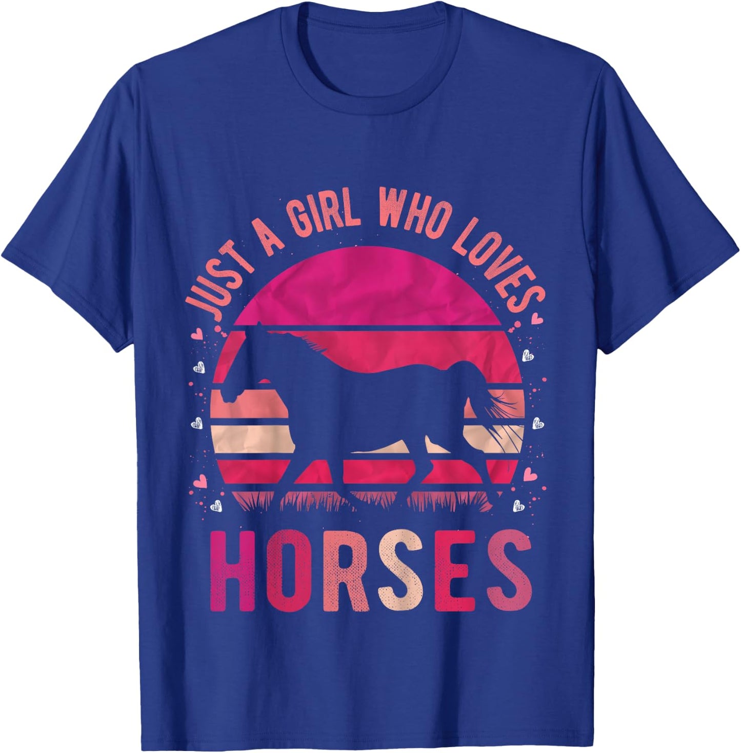 Just a Girl Who Loves Horses Vintage Retro Gift T-Shirt - T-Shirt | Royal