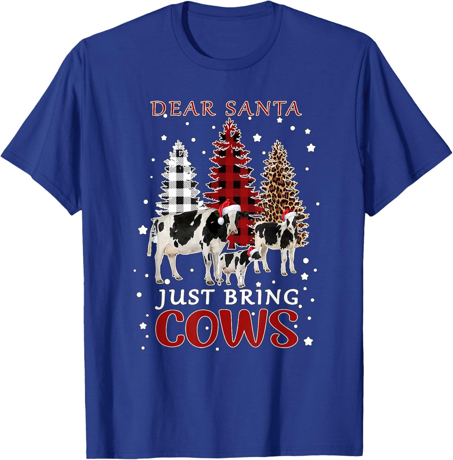 Dear Santa Just Bring Cows Christmas Buffalo Plaid Heifer T-Shirt - T-Shirt | Royal