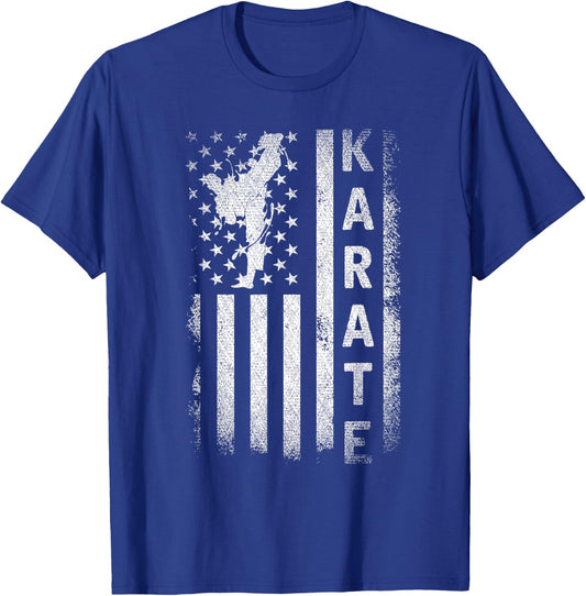 America Flag Japan Martial Arts Ninja Gift Karate T-Shirt - T-Shirt | Royal