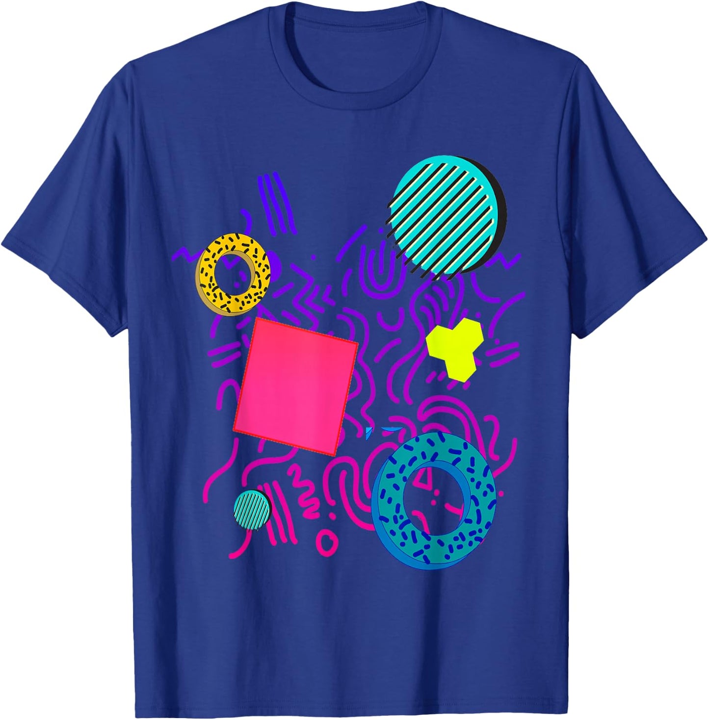 Memphis Style Gift Geometric 90s 80s Pattern T-Shirt - T-Shirt | Royal