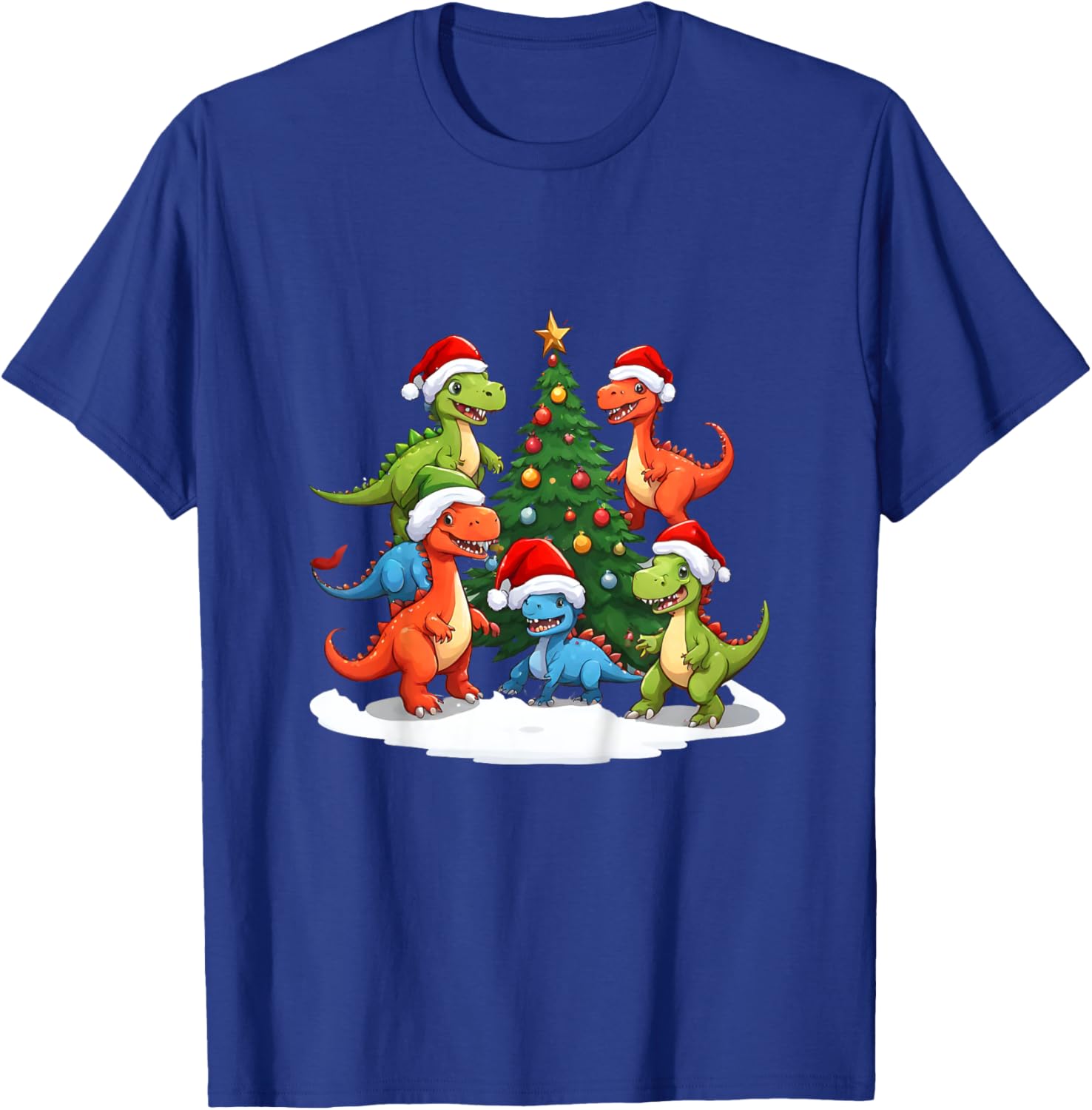 Kids Holiday Dinosaur Adventure, Kid's Christmas T-Shirt - T-Shirt | Royal