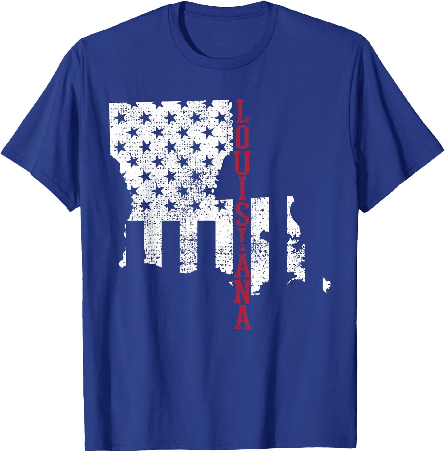 Louisiana Vintage Retro USA Flag America Merica 4th Of July Women Kids Men T-Shirt - T-Shirt | Royal