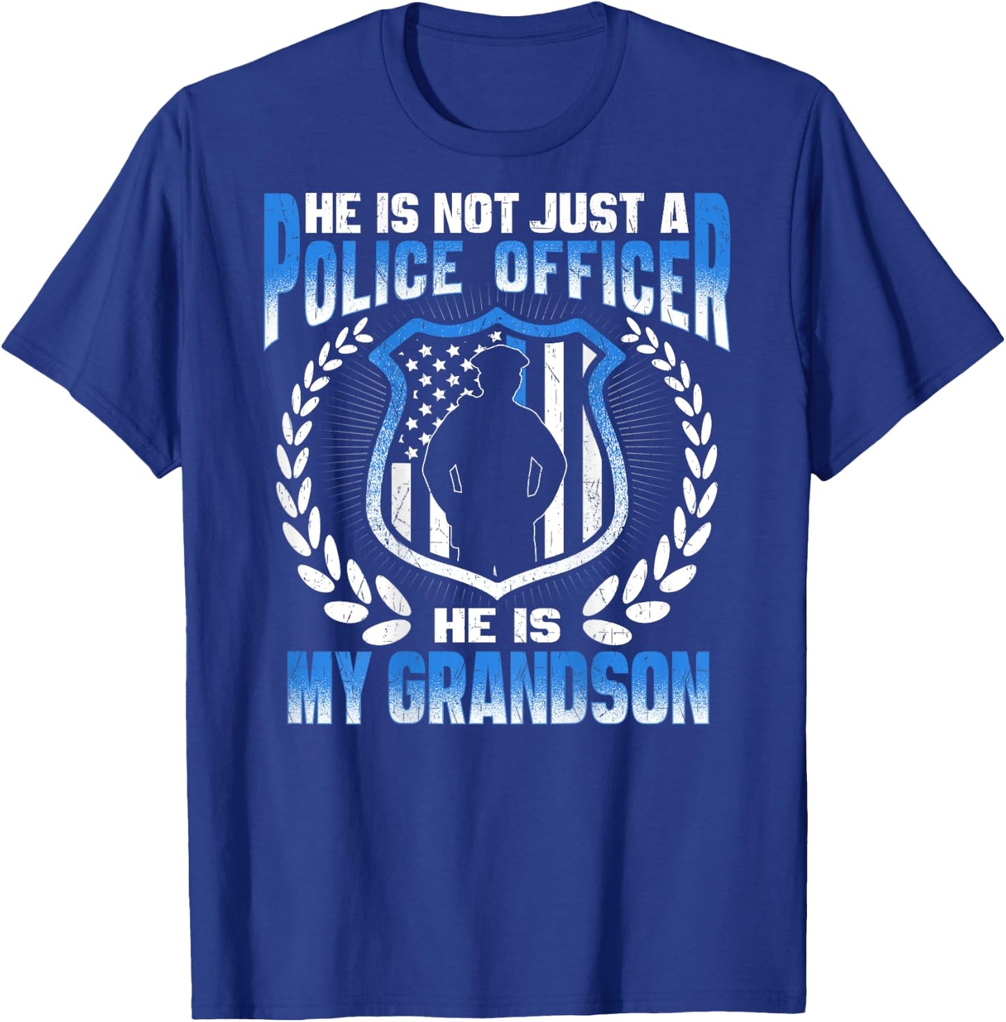 My Grandson Is A Police Officer Proud Police Grandma Grandpa T-Shirt - T-Shirt | Royal