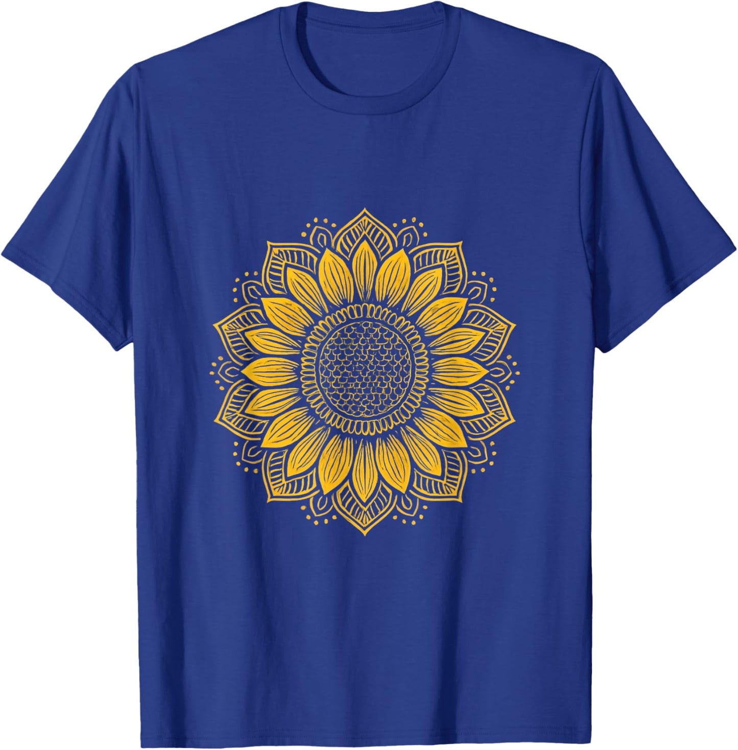 Boho Sunflower Mandala Art Floral Spiritual Yoga Nature T-Shirt - T-Shirt | Royal