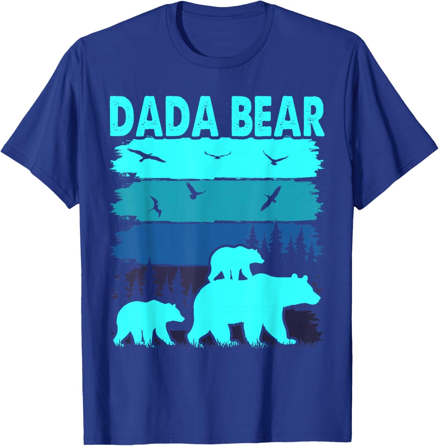 Dada Bear 2 Cubs Daddy of Twin Family Matching Father's Day T-Shirt - T-Shirt | Royal