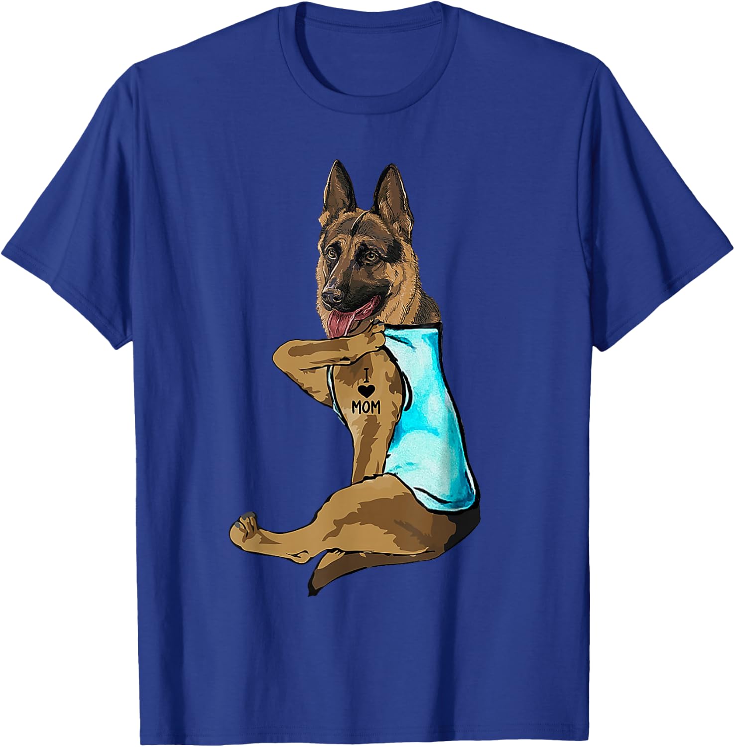 German Shepherd I Love Mom Tattoo T-Shirt - T-Shirt | Royal