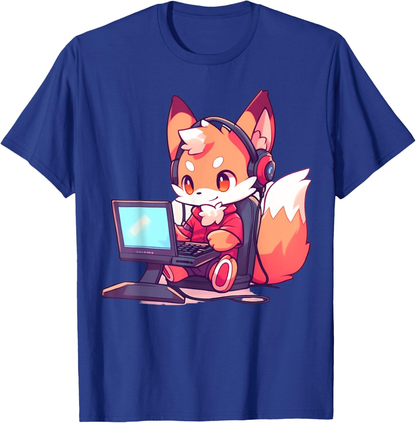 Kawaii Gamer Fox T-Shirt - T-Shirt | Royal