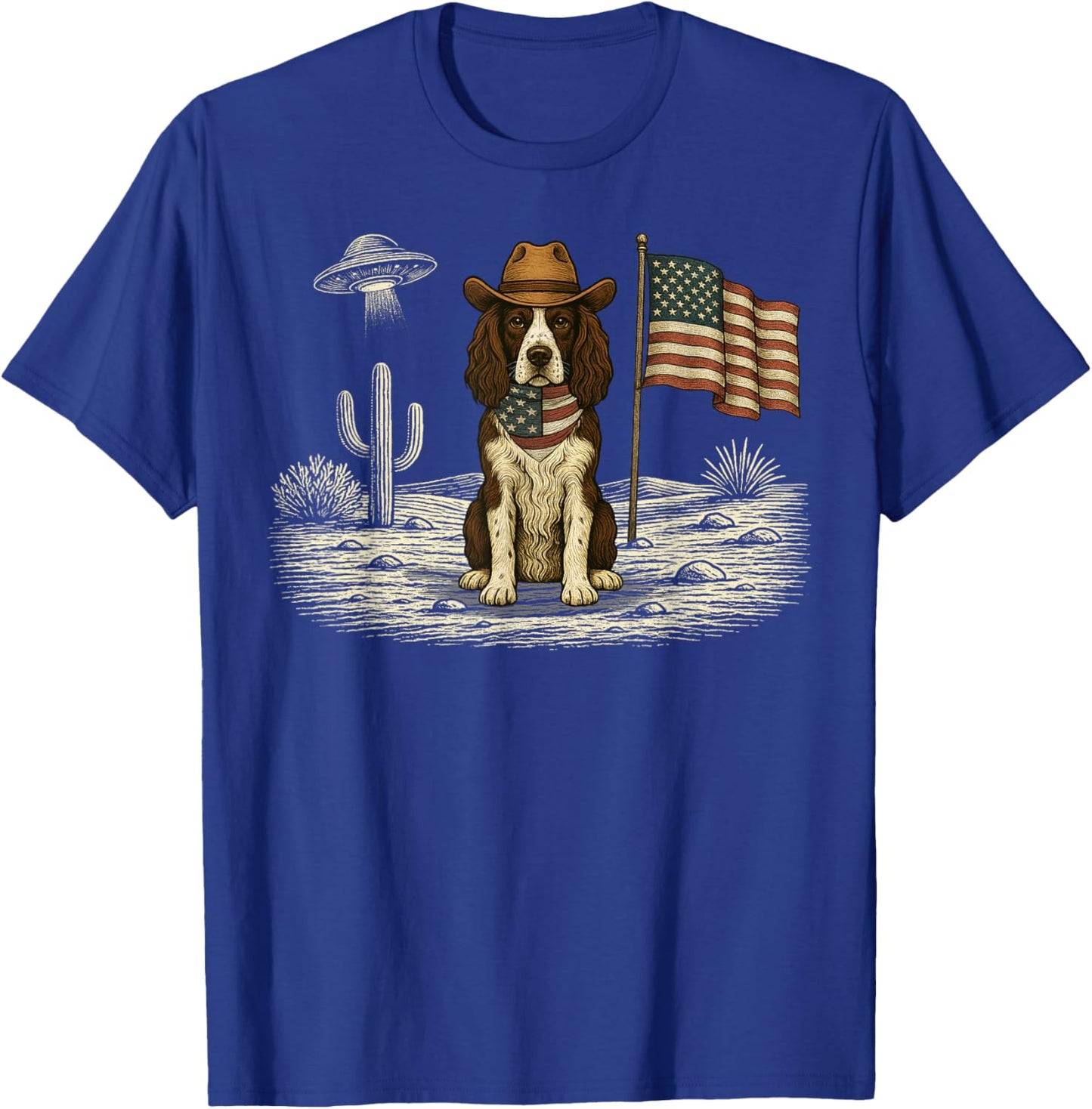 Springer Spaniel 4th of July US American Flag Dog Patriotic Men Women Kids T-Shirt - T-Shirt | Royal
